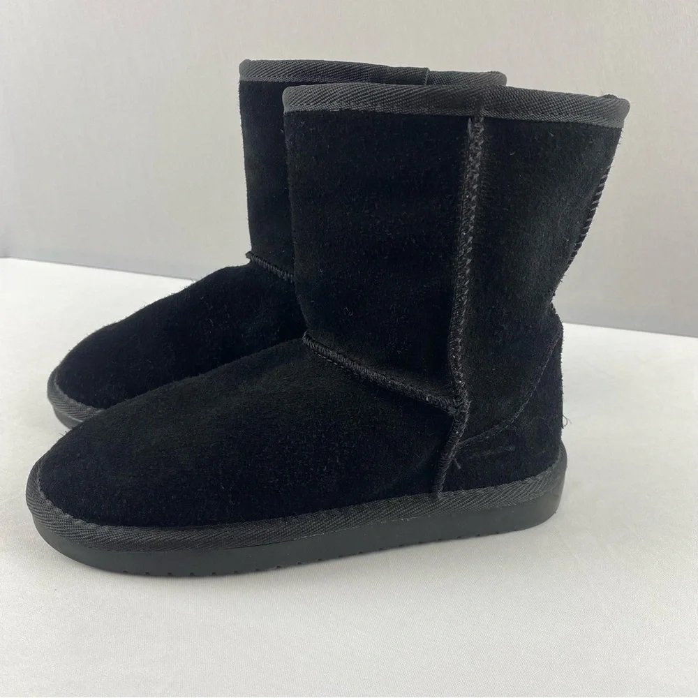 Koolaburra by Ugg Black Suede Koola Short Women's Size 5 Winter Boots w Faux Fur
